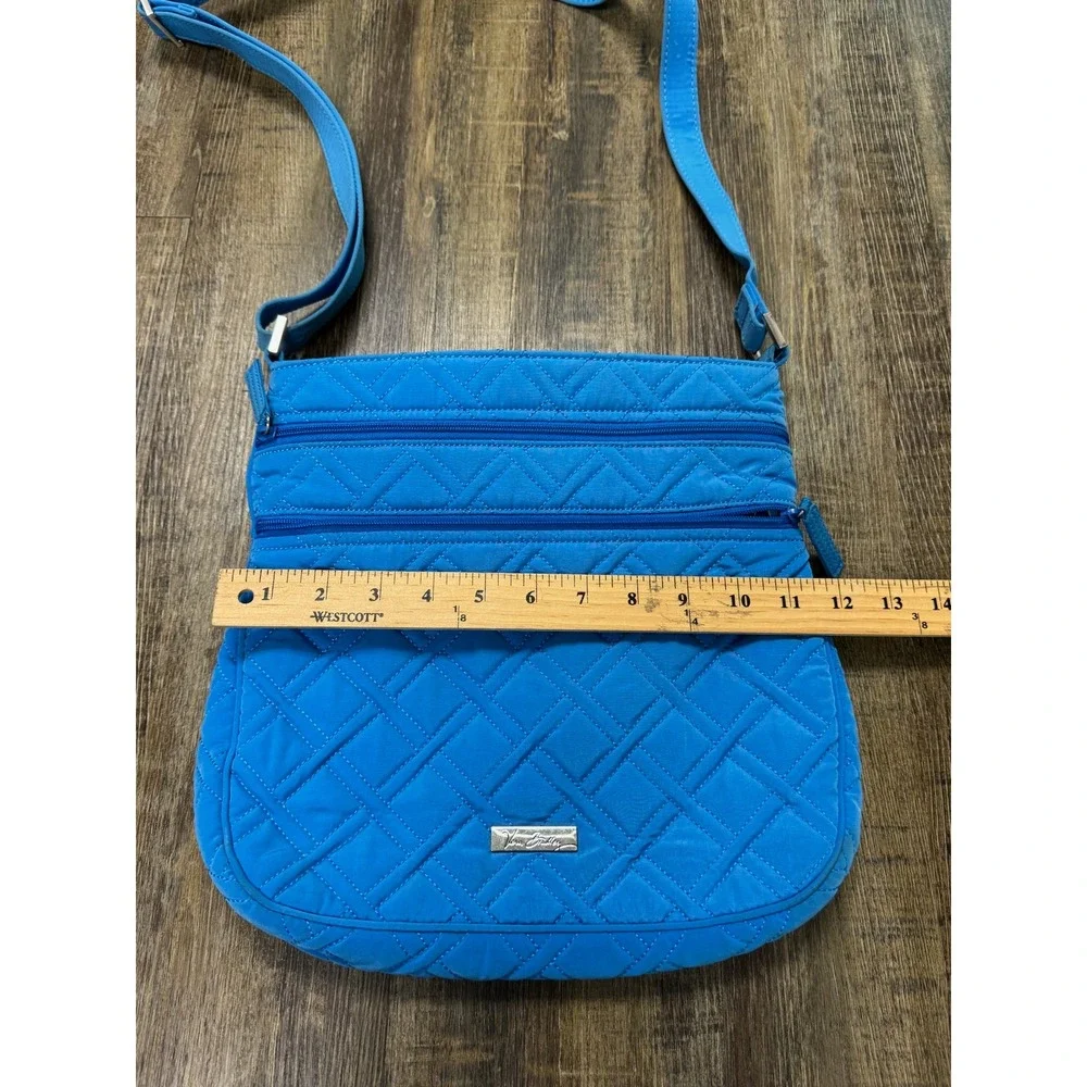 Vera Bradley Triple Zip Hipster Crossbody Bag Coastal Blue Quilted Microfiber